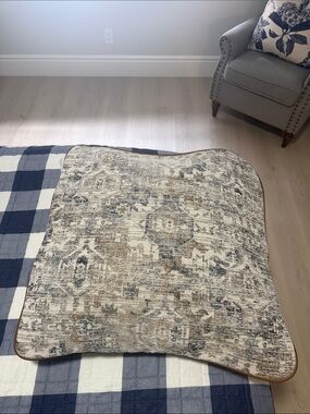Neutral Vintage-Style Decorative Pillow Cover - Beige, Gray, Blue 2 covers only